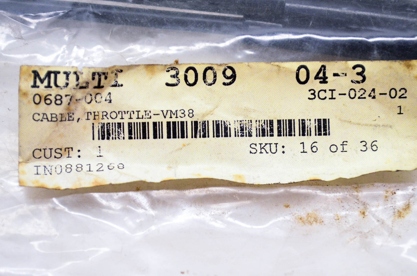 New OEM Arctic Cat 0687-004 Throttle Cable VM38 NOS