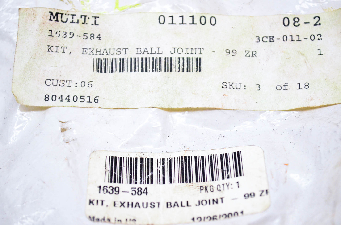 New OEM Arctic Cat 1639-584 Exhaust Ball Joint Kit NOS