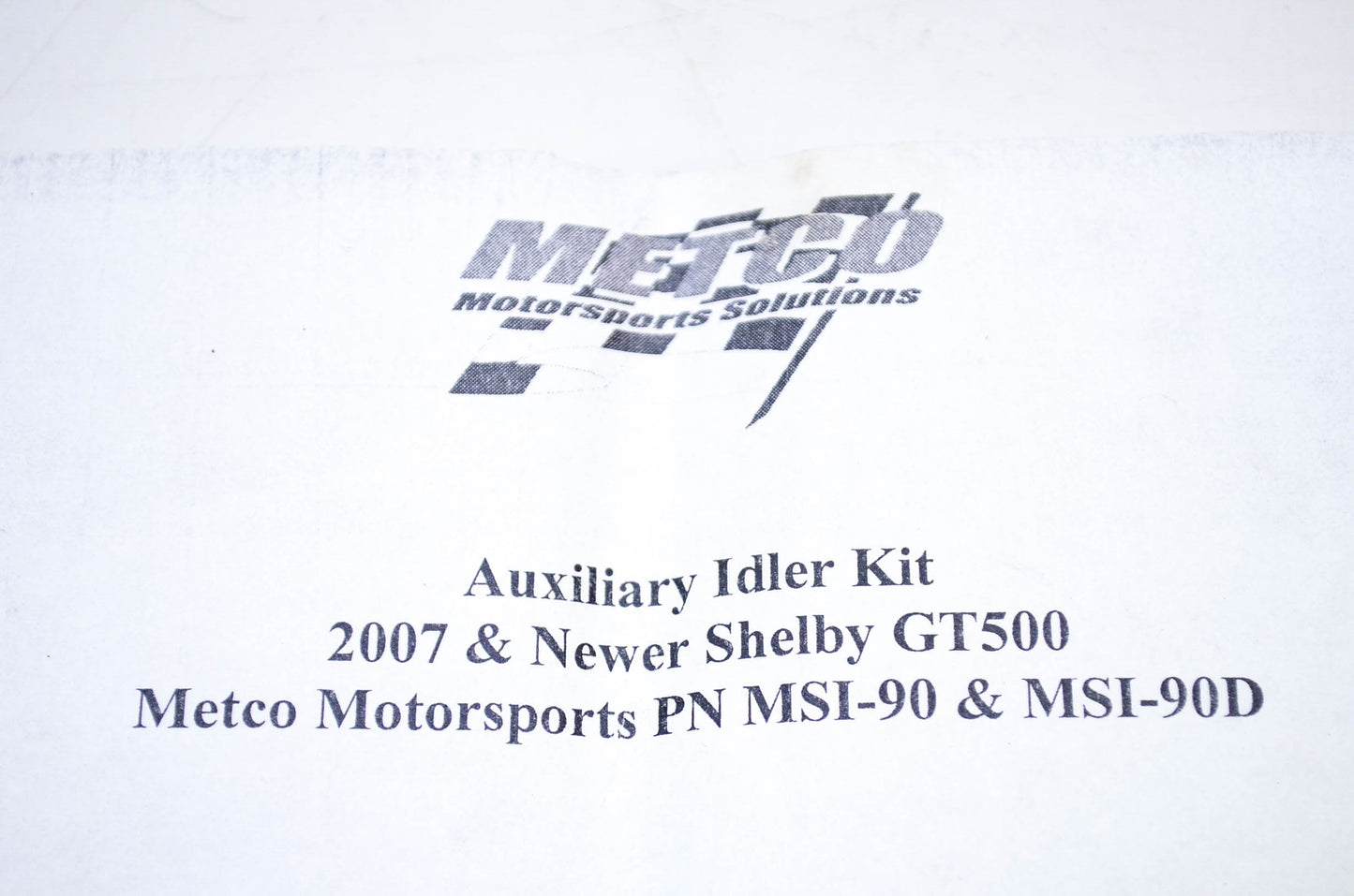 Metco MSI-90, MSI-90D Auxiliary Idler Kit