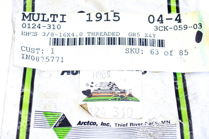 New OEM Arctic Cat 0124-310 Threaded Hex Cap Screw 3/8-16x4.0 NOS