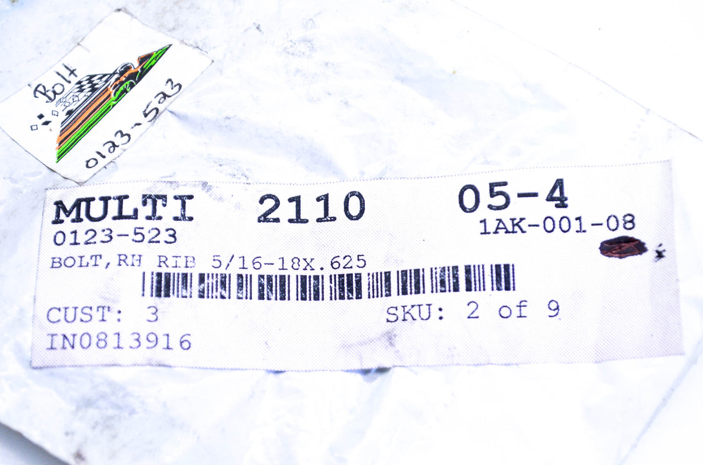 New OEM Arctic Cat 0123-523 Right Hand Rib Bolt 5/16-18x.625 Qty 2 NOS