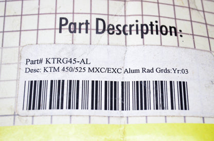 Carbon Fiber Works KTRG45-AL Radiator Guard Kit KTM 450/525 MXC/EXC Aluminum '03 NOS