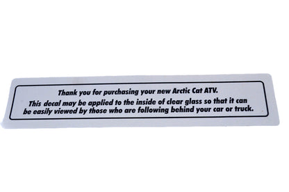 New OEM Arctic Cat White Sticker Decal 8"x1 1/4" NOS