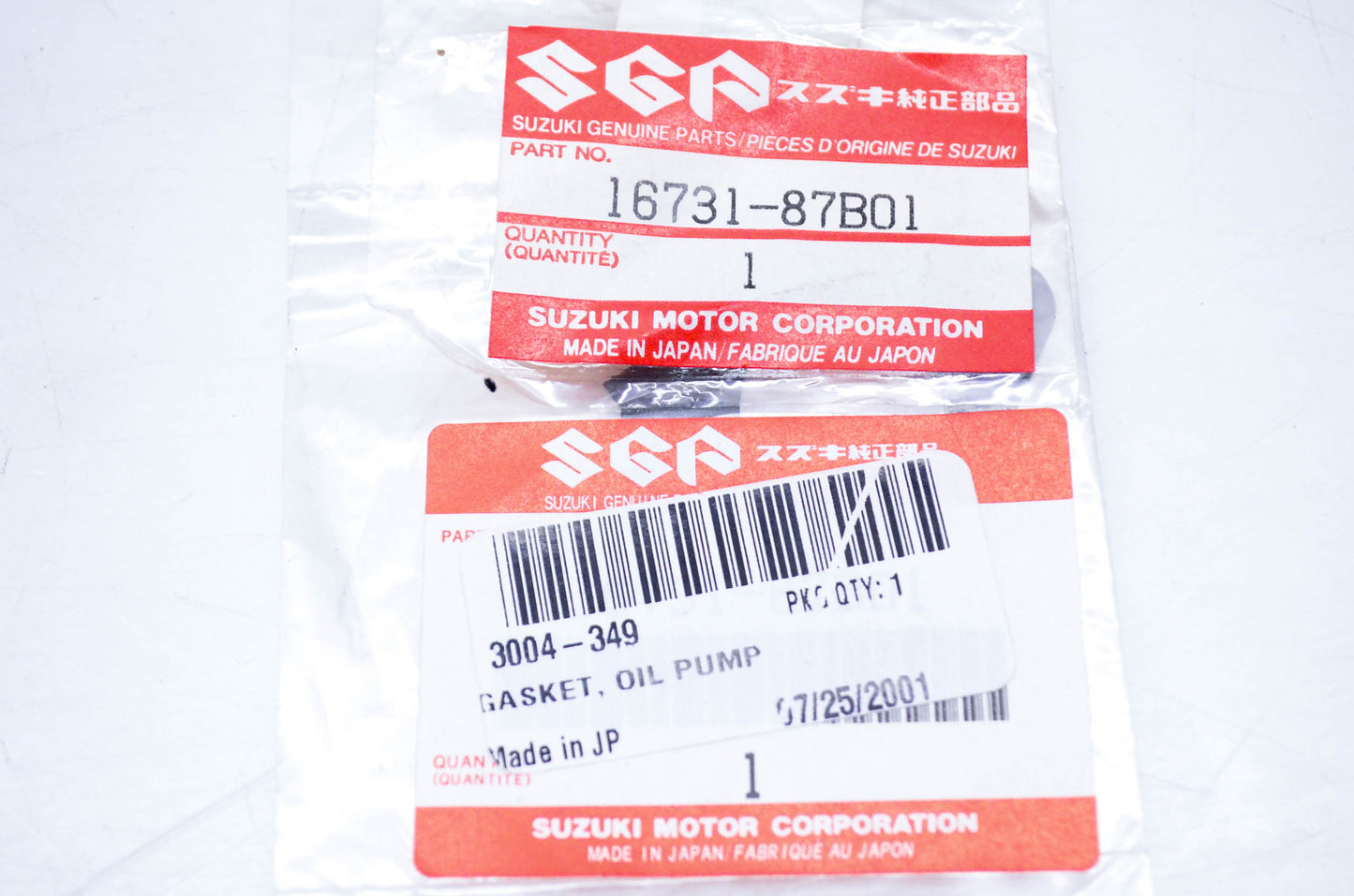New OEM Suzuki 3004-349, 16731-87B01 Oil Pump Gasket NOS