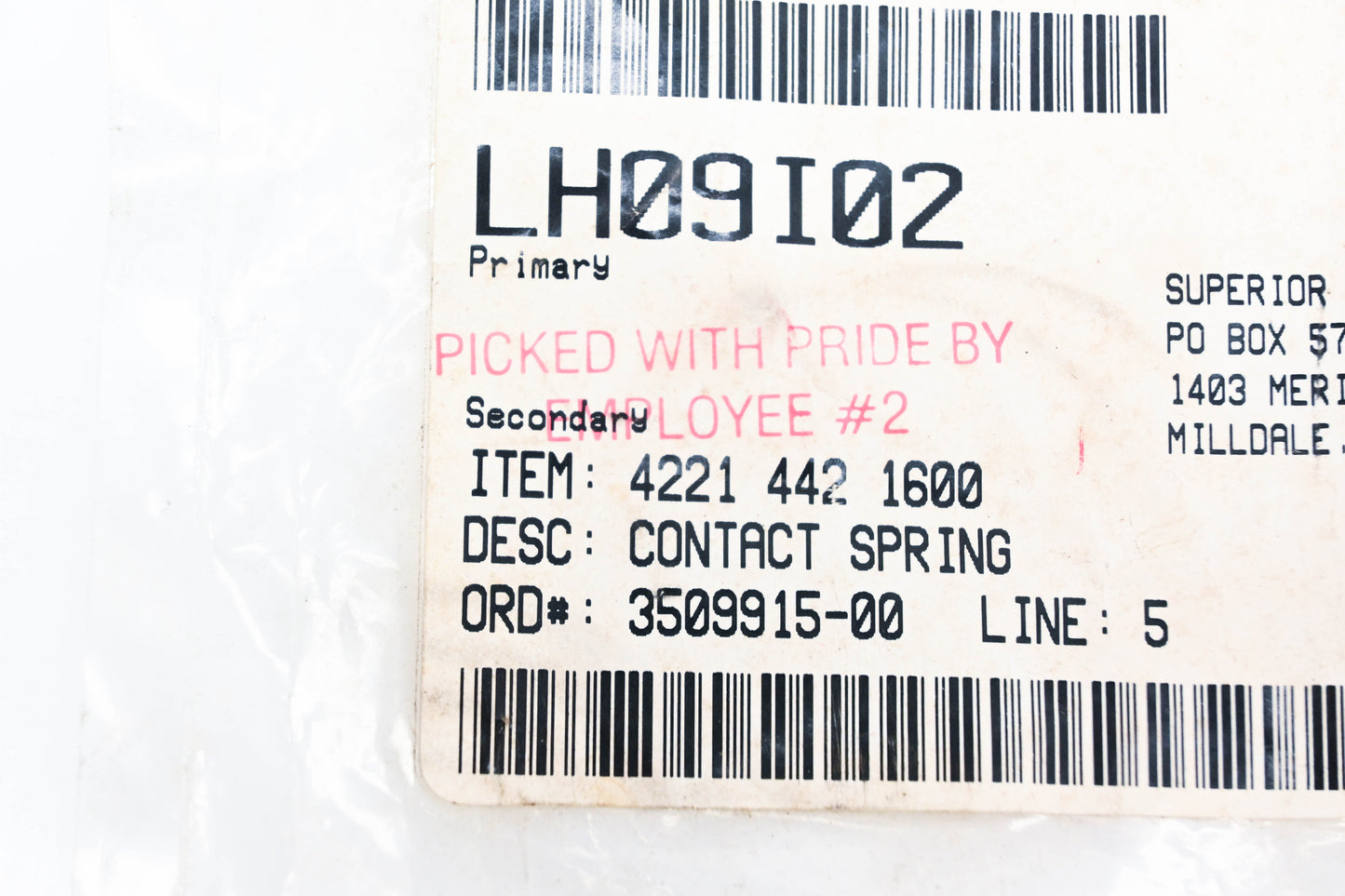 Aftermarket LH09I02, 42214421600 Contact Spring NOS