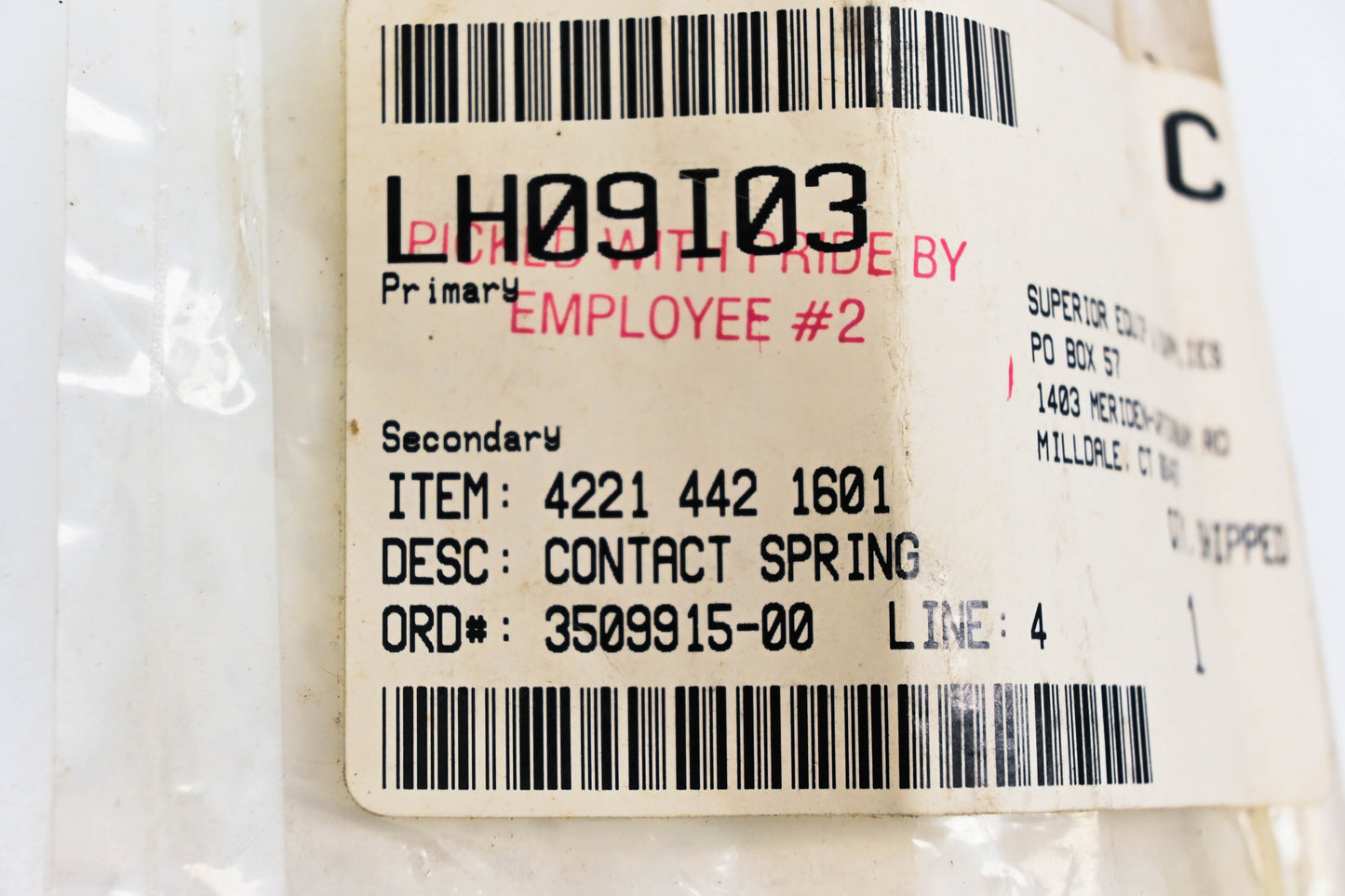 Aftermarket LH09I03, 42214421601 Contact Spring NOS