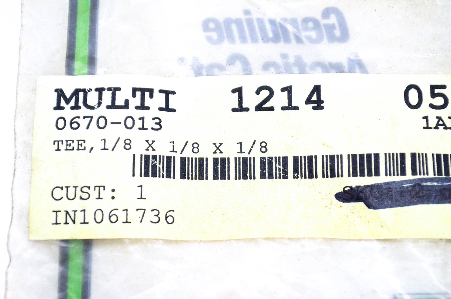 New OEM Arctic Cat 0670-013 Gas Line Tee 1/8x1/8x1/8 NOS