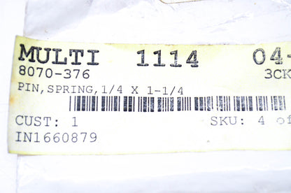 New OEM Arctic Cat 8070-376 Spring Pin 1/4x1-1 NOS