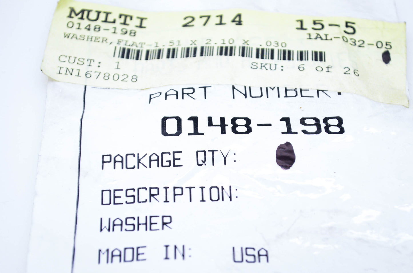 New OEM Arctic Cat 0148-198 Flat Washer 1.51x2.10x.030 NOS