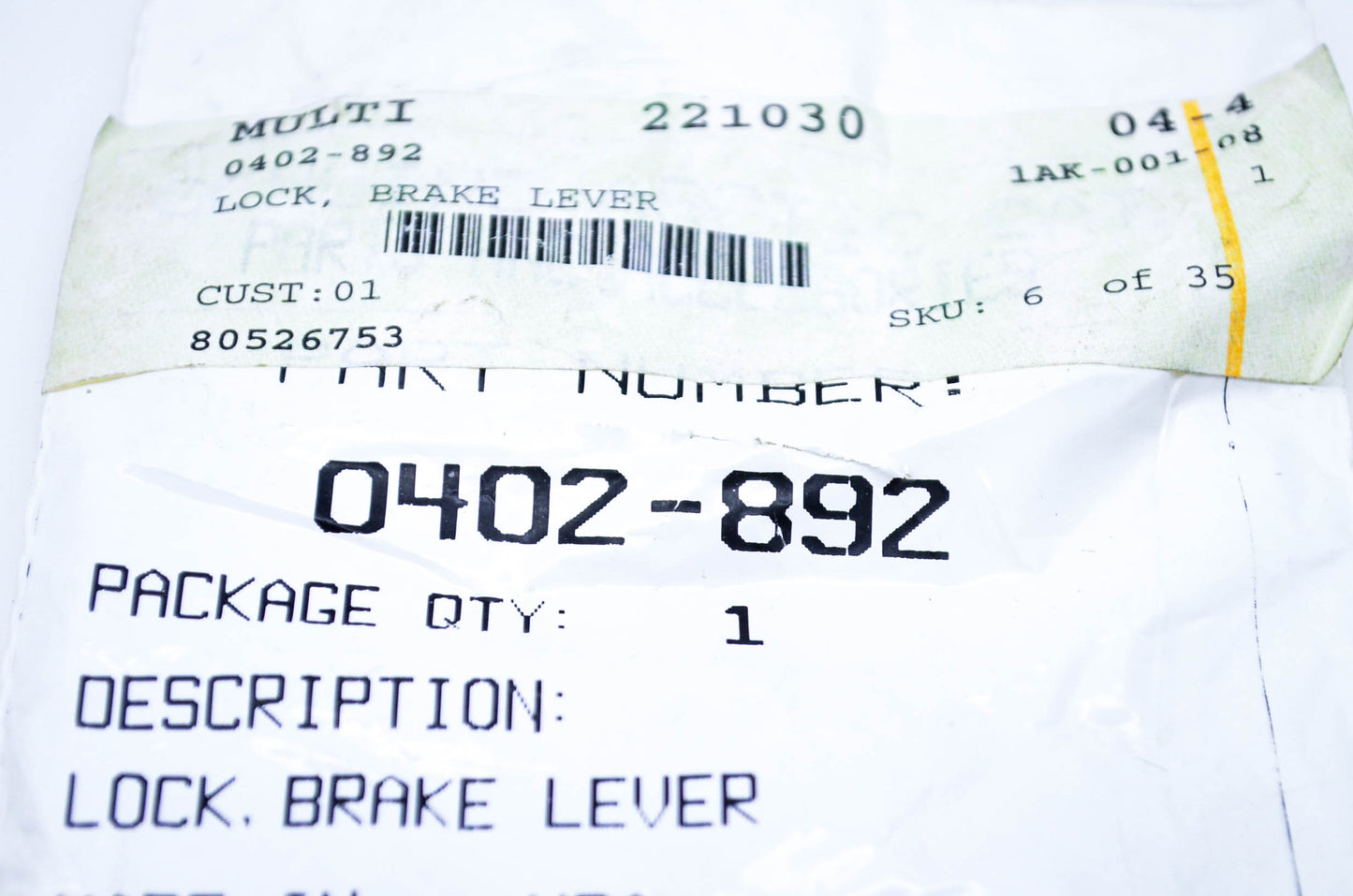 New OEM Arctic Cat 0402-892 Brake Lever Lock NOS