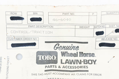 Toro 46-6040 Traction Control Cable NOS