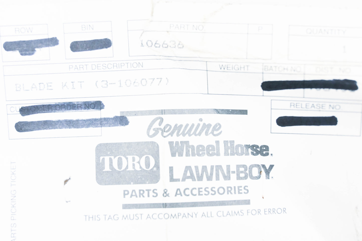 Wheel Horse 106636 Lawnmower Blades NOS