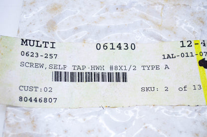 New OEM Arctic Cat 0623-257 Self Tap HWH Screw #8x1/2 Qty 2 NOS