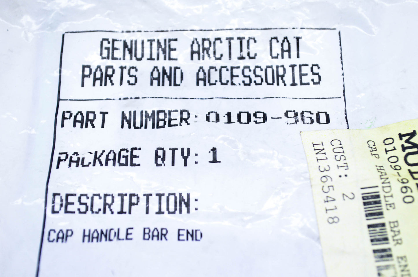 New OEM Arctic Cat 0109-960 Handle Bar End Cap NOS