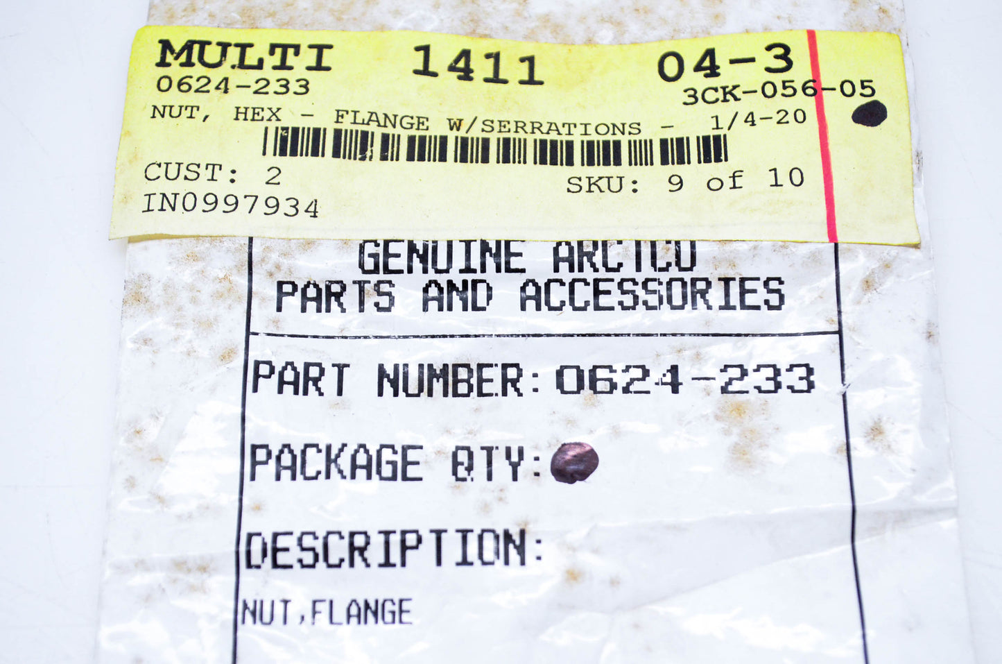 New OEM Arctic Cat 0624-233 Hex Flange Nut w/ Serrations NOS