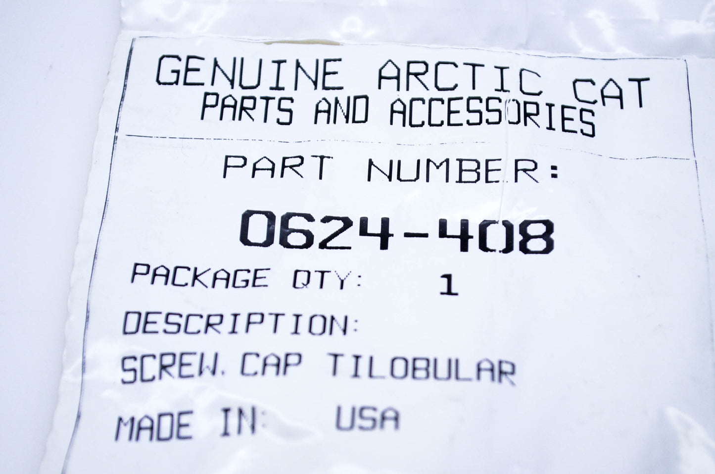 New OEM Arctic Cat 0624-408 Trilobular Cap Screw HWH10-24x.75 NOS