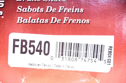 Parts Master FB540 Brake Shoes Kit NOS