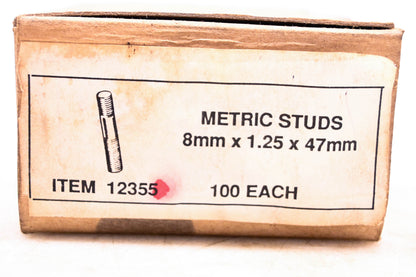 Aftermarket 12355 Metric Studs 8mm X 1.25 X 47mm Qty 4 NOS