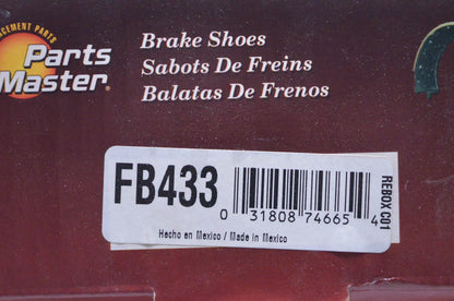 Parts Master FB433 Non Asbestos Brake Shoe Kit NOS