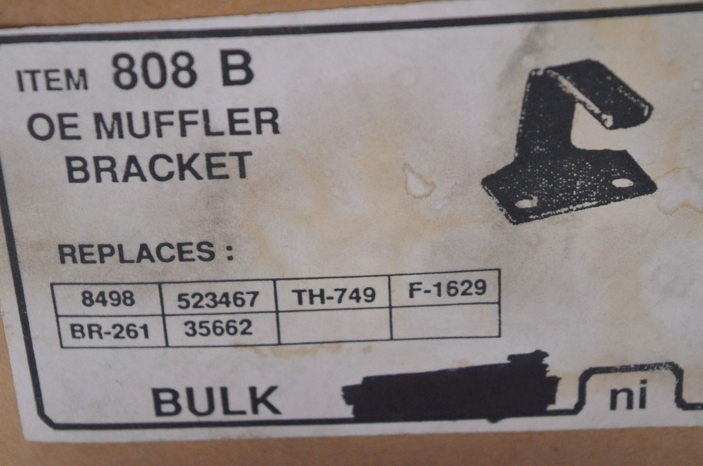Nickson Industries 808B, BR-261, F1629 Muffler Bracket NOS