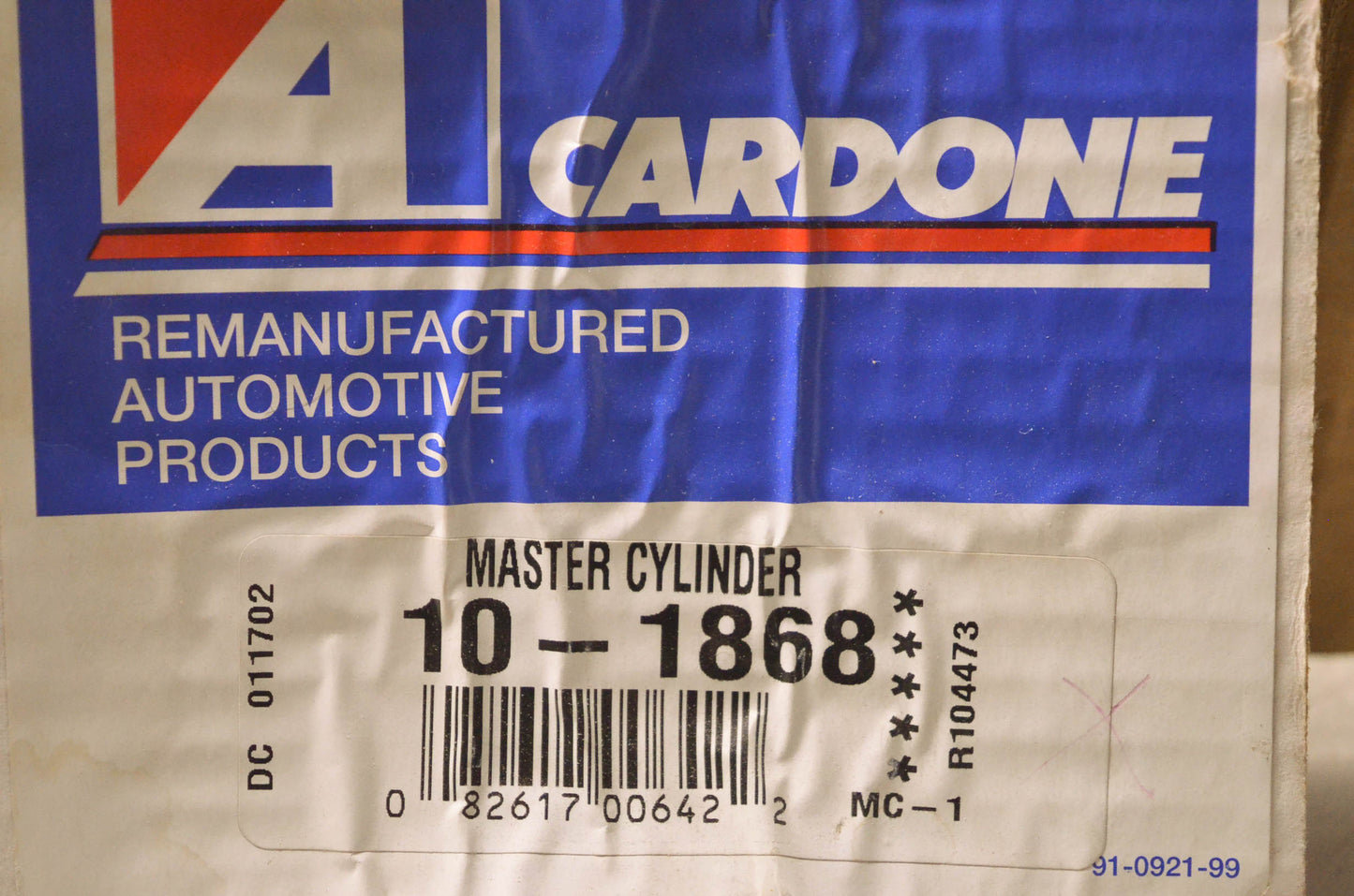 A1 Cardone 10-1868 Remanufactured Master Cylinder Kit NOS