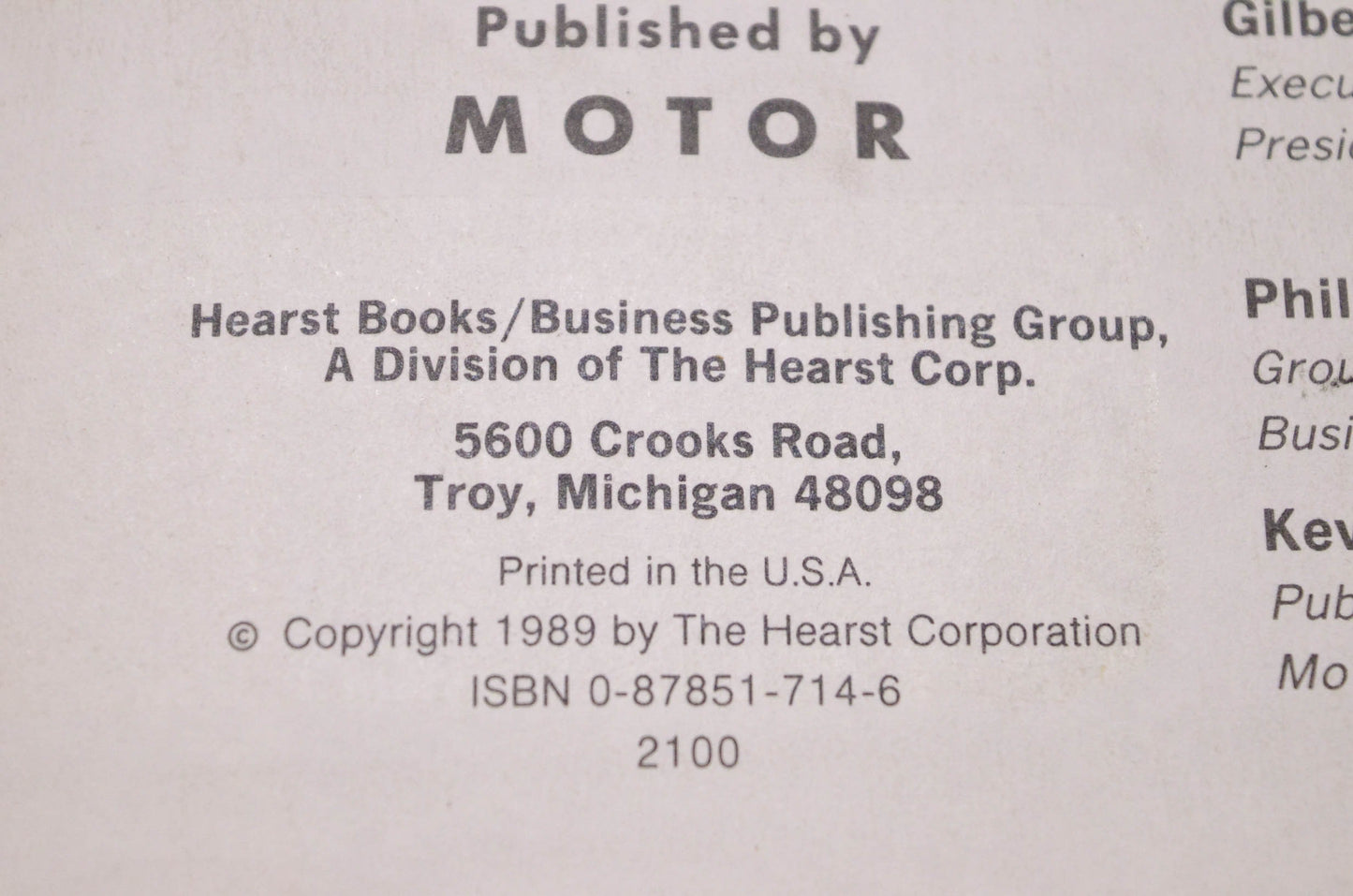 Motor 0-87851-714-6, 12500 Motor Imported Component Locator Manual 1987-88 Cars, Light Trucks & Vans