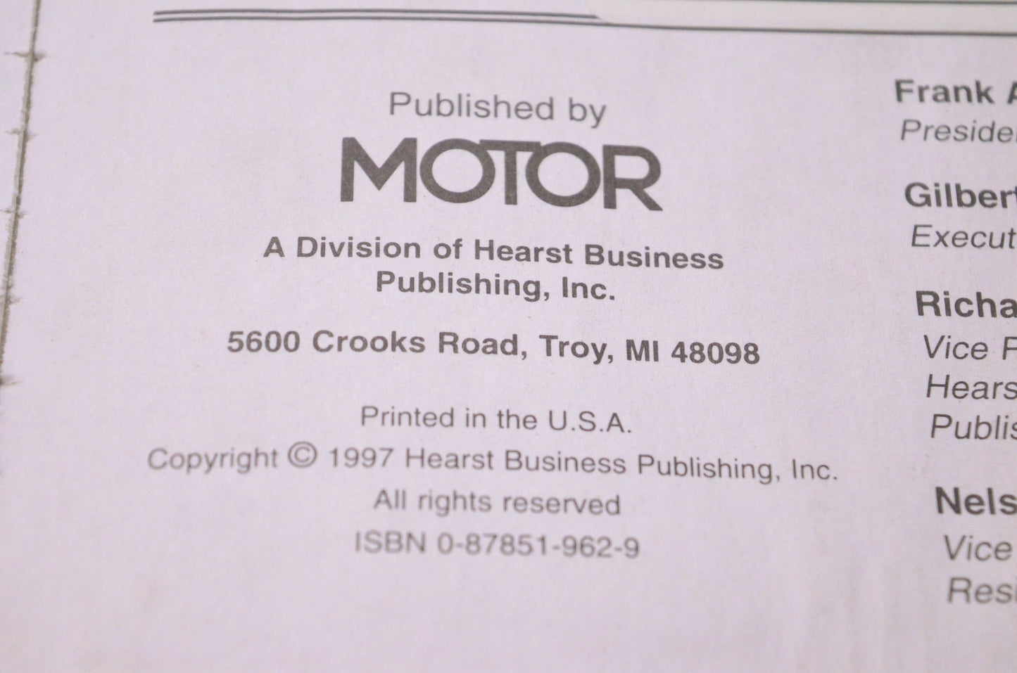 Motor 0-87851-962-9, 12505 Motor Imported Component Locator Manual 1995-96 Cars, Light Trucks & Vans