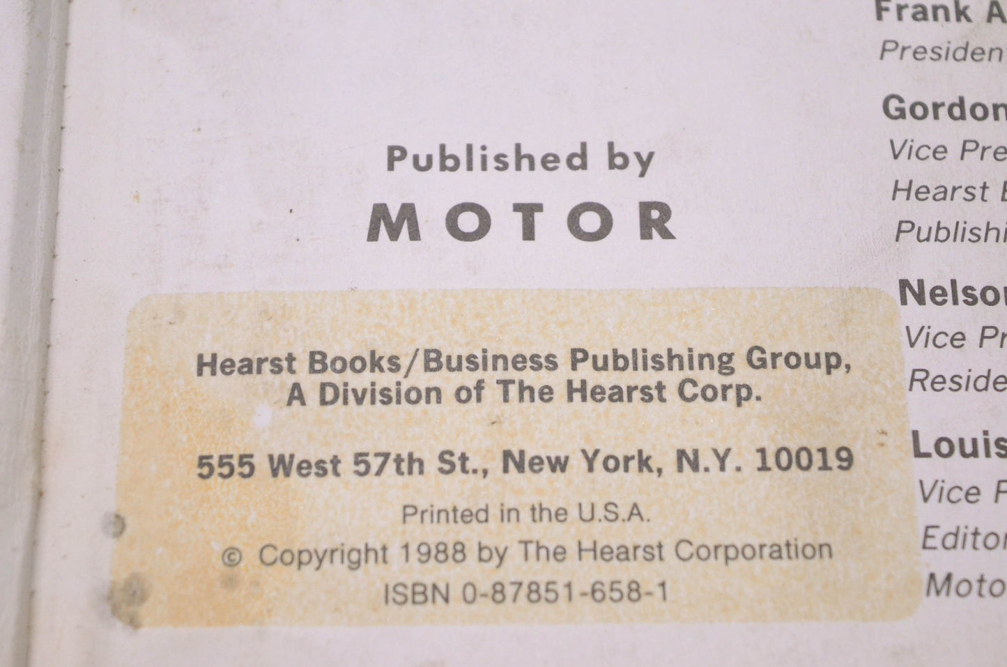 Motor 0-87851-658-1, 20604 Imported Wiring Diagram Manual 1987 Professional Service Trade Edition