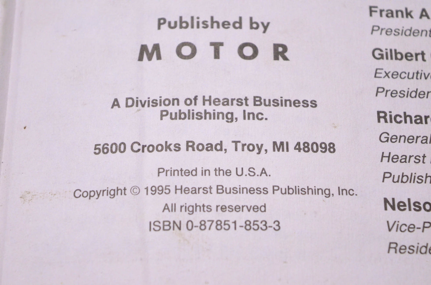 Motor 0-87851-853-3, 20611 Imported Wiring Diagram Manual 1994 Professional Service Trade Edition
