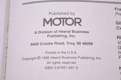 Motor 0-87851-881-9, 20612 Imported Wiring Diagram Manual 1995 Professional Service Trade Edition