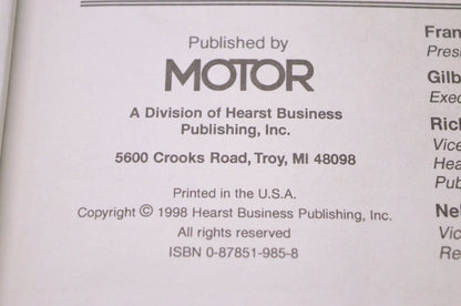 Motor 0-87851-985-8, 20614 Imported Wiring Diagram Manual 1997 Professional Service Trade Edition