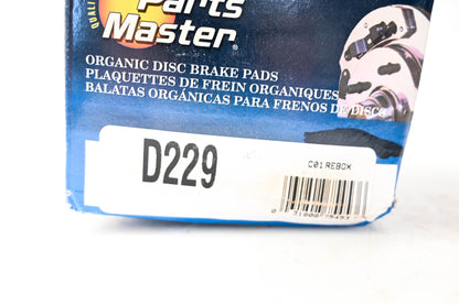 Parts Master D229 Organic Disc Brake Pad Kit NOS
