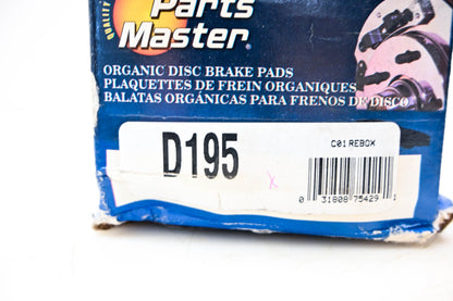 Parts Master D195 Organic Disc Brake Pad Kit NOS