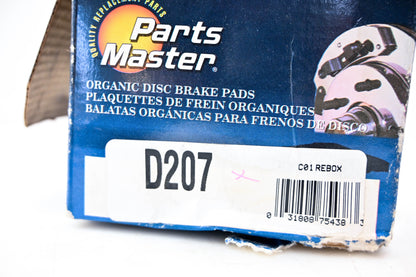 Parts Master D207 Organic Disc Brake Pad Kit NOS