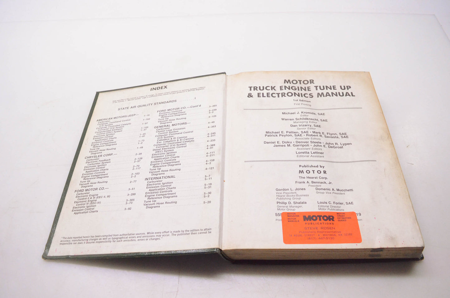 Motor 0-87851-585-2 Truck Engine Tune Up & Electronics Manual 1977-84 First Edition