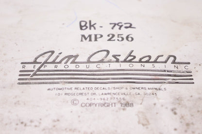 Jim Osborn Reproductions, Inc. MP 256, BK-792 1967 Thunderbird Wiring Diagram Manual