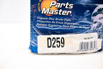 Parts Master D259 Organic Disc Brake Pad Kit NOS
