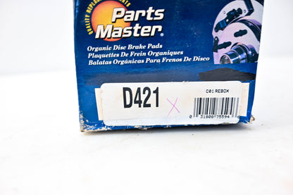 Parts Master D421 Organic Disc Brake Pad Kit NOS