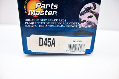 Parts Master D45A Organic Brake Pad Kit NOS