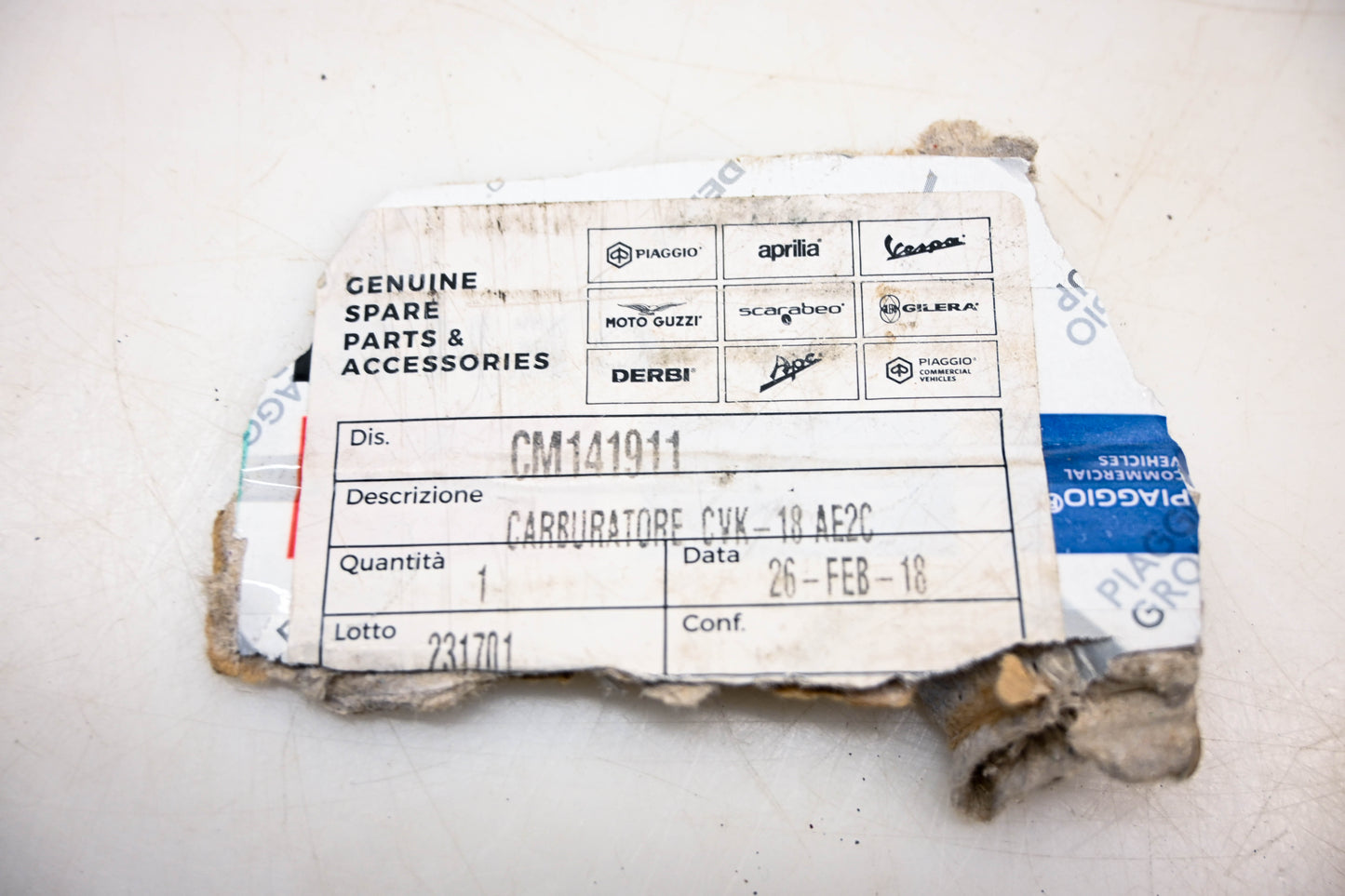 Piaggio CM141911 Carburetor Assembly