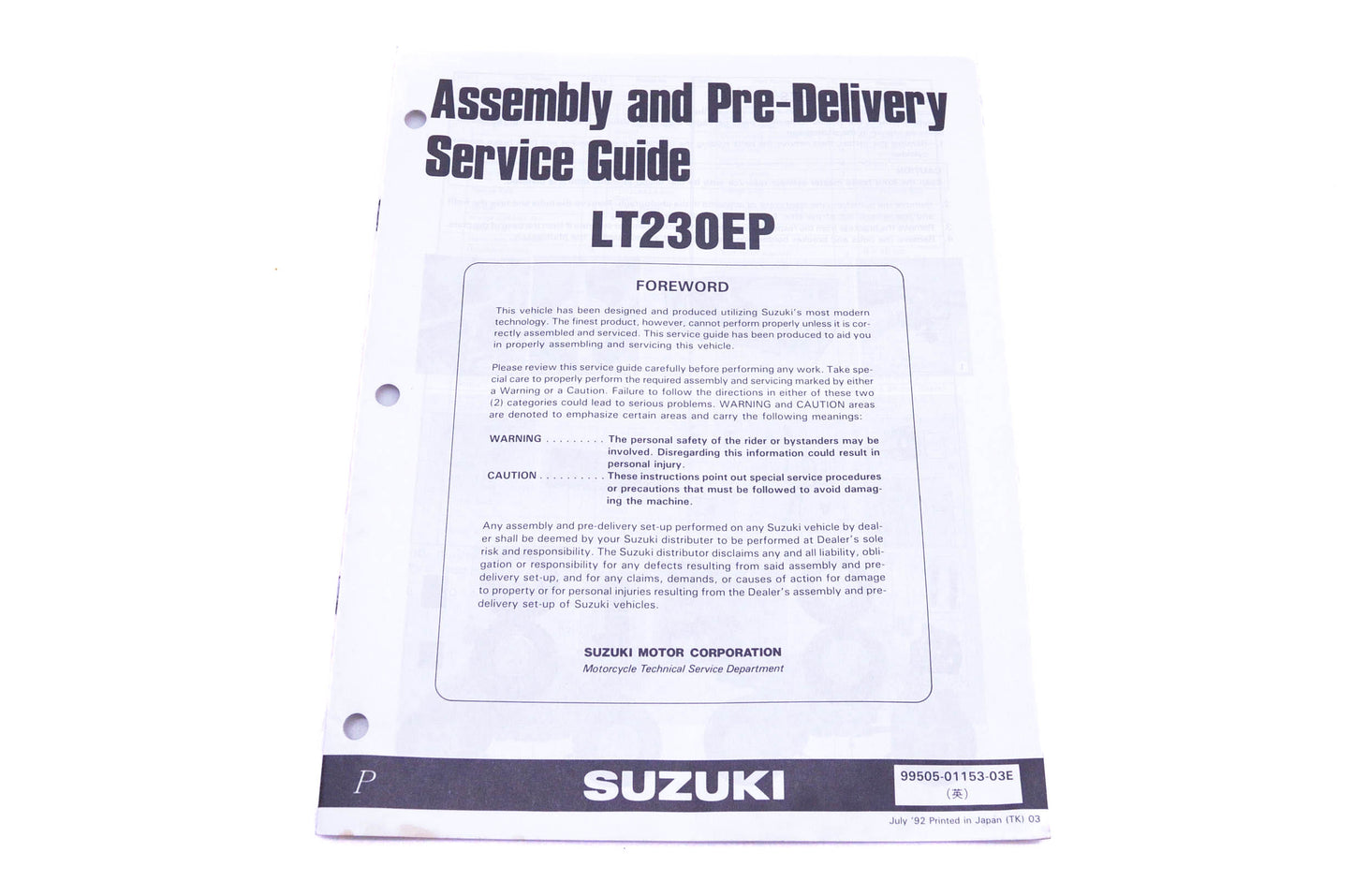 OEM Suzuki 99505-01153-03E LT230EP Assembly Service Guide