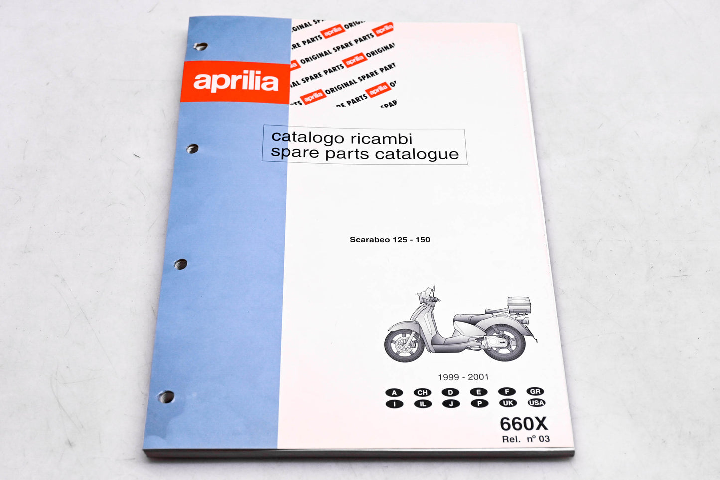 Aprilia 88660X0 660X Scarabeo 125-150 1999-2001 Spare Parts Catalogue