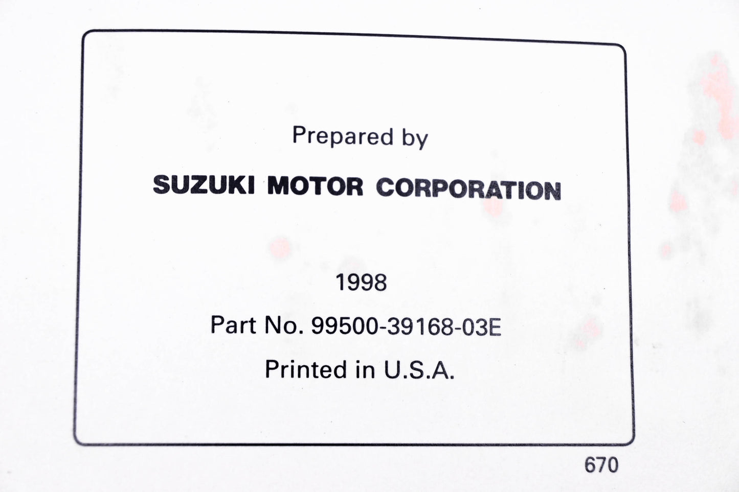 OEM Suzuki 99500-39168-03E VL1500 1998 Service Manual