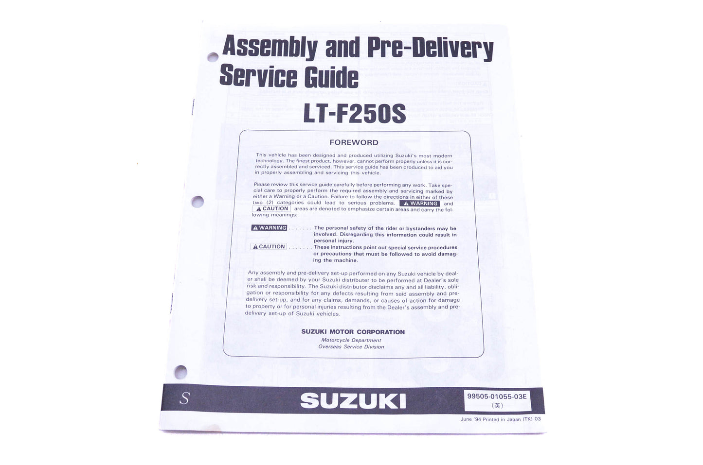 OEM Suzuki 99505-01055-03E LT-F250S Assembly Service Guide