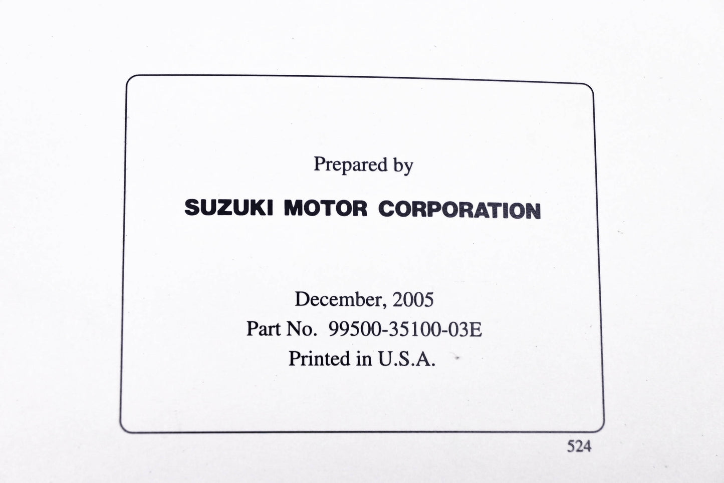 OEM Suzuki 99500-35100-03E GSX-R600 2005 Service Manual