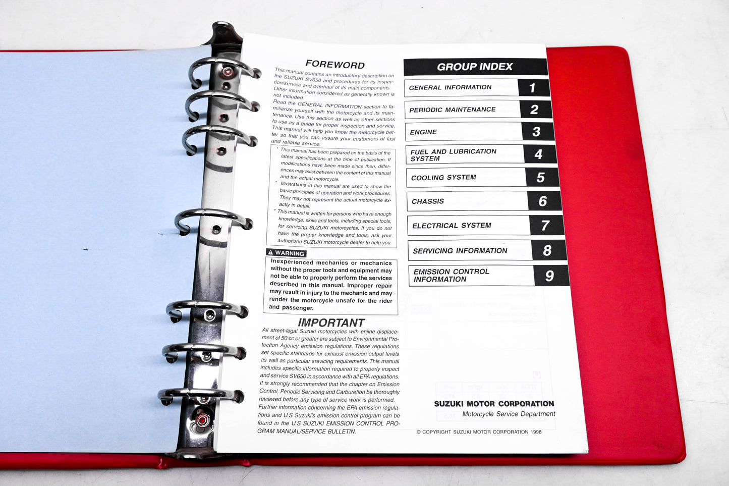 OEM Suzuki 99500-36090-03E SV650 1998 Service Manual