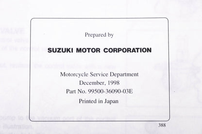 OEM Suzuki 99500-36090-03E SV650 1998 Service Manual