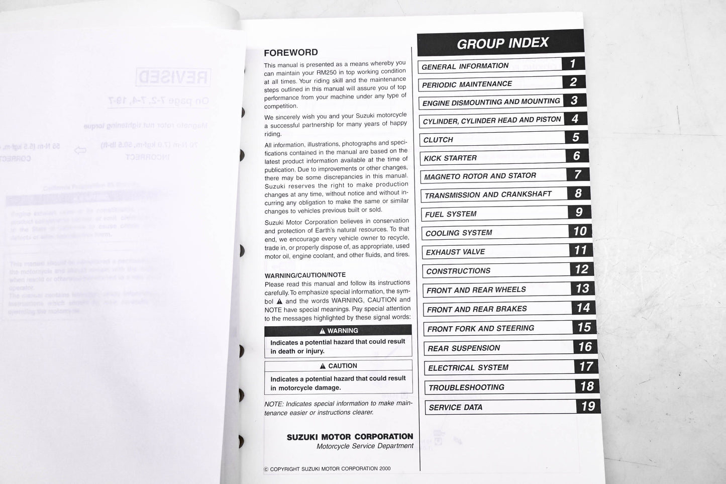 OEM Suzuki 99011-37F50-03A RM250 2000 Service Manual