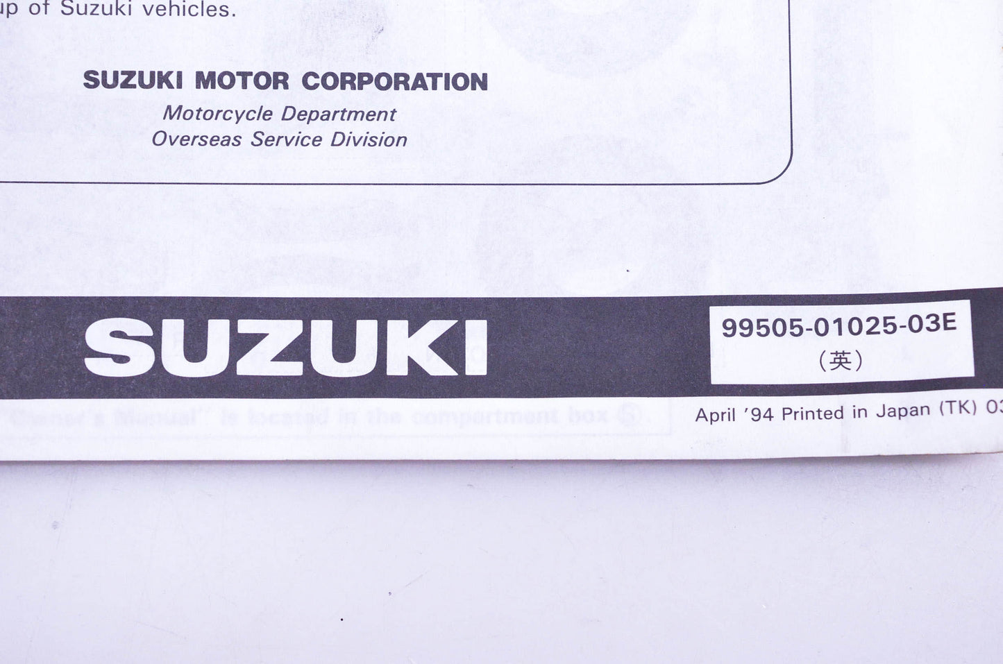 OEM Suzuki 99505-01025-03E LT-4WDS Assembly Service Guide