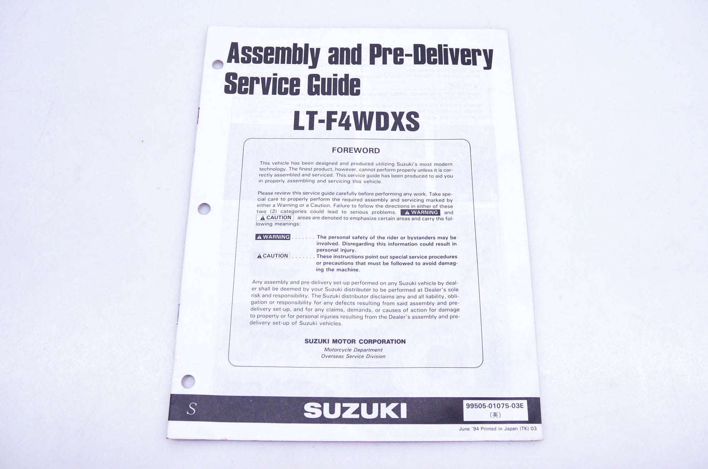 OEM Suzuki 99505-01075-03E LT-F4WDXS Assembly Service Guide